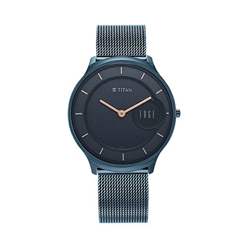 EDGE Titan Baseline Quartz Analog Blue Dial Blue Stainless Steel Strap Watch for Men - NT1843QM01 - Image 1