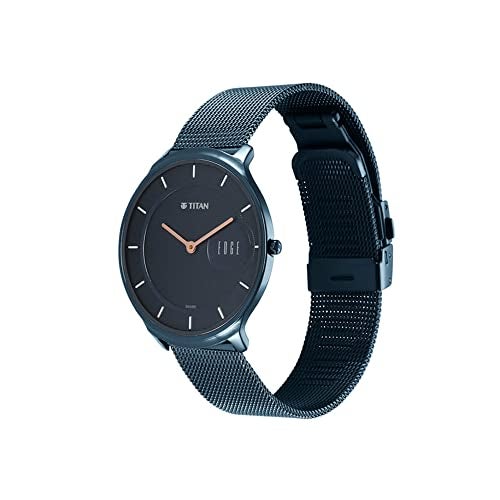 EDGE Titan Baseline Quartz Analog Blue Dial Blue Stainless Steel Strap Watch for Men - NT1843QM01 - Image 4