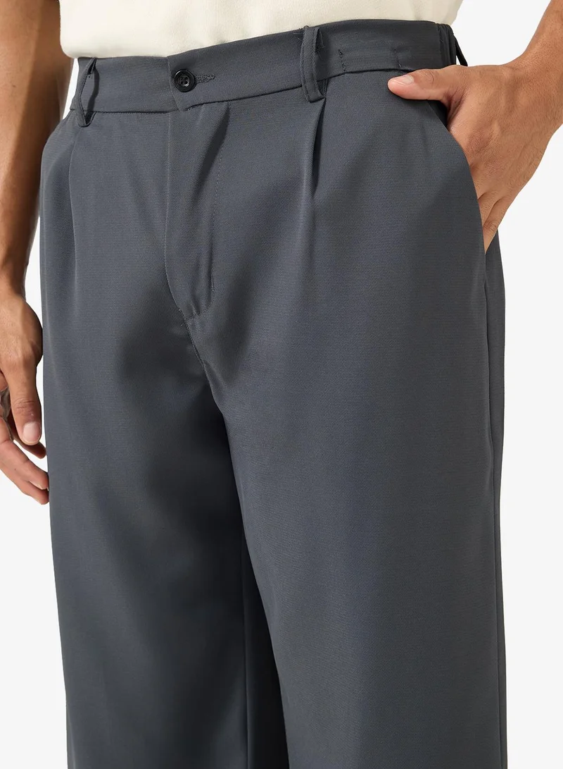 Robert Wood Charcoal Grey Relaxed Fit Trousers for Men | Best Price UAE