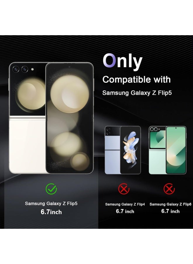 جراب Samsung Galaxy Z Flip 5 شفاف مختبر وفق معايير السقوط العسكرية مقاوم للاصفرار مع ظهر صلب من البولي كربونات مضاد للخدش ومقاوم للصدمات غطاء حماية للهاتف رفيع للغاية شفاف حماية كاملة للهيكل متوافق مع الشحن اللاسلكي - Image 4