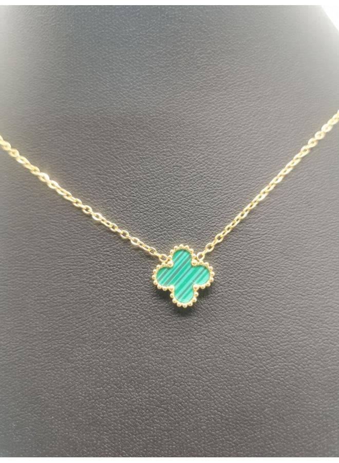 Online Celebrity Lucky Clover 5 Large Double-sided Pendant Necklace Clavicle Chain Female High Version Niche Design Does Not Fade 