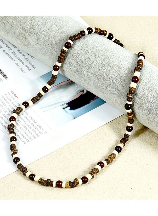 Happy D Elegant Tiger Eye and Turquoise Coconut Shell Beaded Necklace Set Adjustable Rope Handcrafted with Natural Stone Beads Perfect for Men Stylish Accessory - Image 2