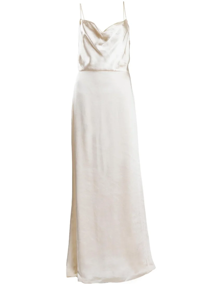 True Decadence Vivian White Cowl-Neck Bias Cut Maxi-Dress