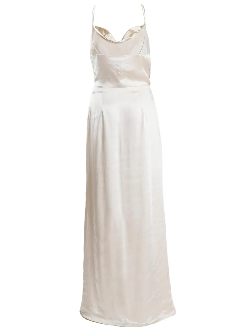 True Decadence Vivian White Cowl-Neck Bias Cut Maxi-Dress