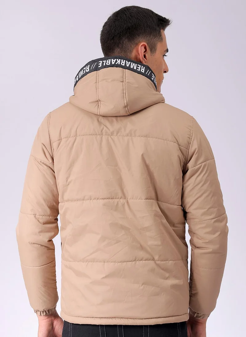 The Indian Garage Co Men Slim Fit Graphic Puffer Jackets