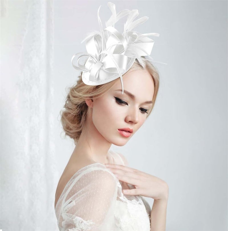 Women's Fascinator Hat, Tea Party Hat with Flower and Feathers, Kentucky Derby Hairband with Hair Clip Wedding, and Special Events - Image 4