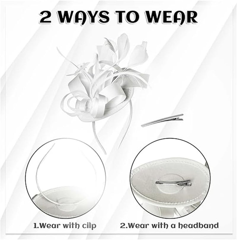 Women's Fascinator Hat, Tea Party Hat with Flower and Feathers, Kentucky Derby Hairband with Hair Clip Wedding, and Special Events - Image 5