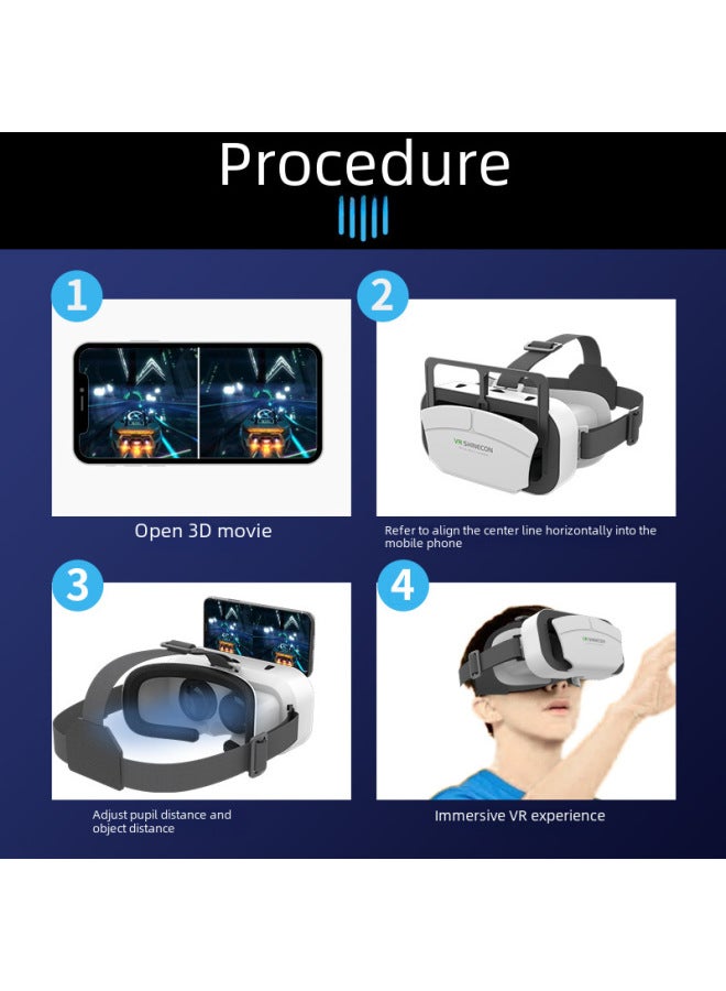 نظارات الواقع الافتراضي الغامرة لألعاب الأفلام ثلاثية الأبعاد من Vrshinecon نظارات كمبيوتر رقمية مدمجة - اللون: G12 أبيض - Image 5