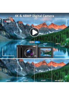 Mi VAZA 4K Digital Camera for Photography - Autofocus 48MP Vlogging Camera - 180 Degree Flip Screen - 16X Digital Zoom - 4K Record Video - 64GB SD Card - 2 Batteries and Battery Charger  - Image 4