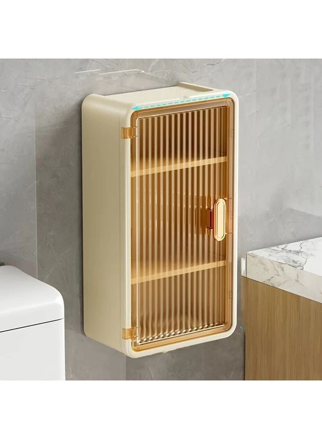 Cream Yellow No Drill Wall Organizer Adhesive Mount Storage Shelf For Home Organization - Image 1