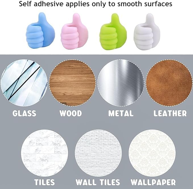 ShoPolife Creative Thumbs Up Shape Organizer Silicone Multifunctional Hooks Key Cable Clip 10 Pcs Multi Color  - Image 2