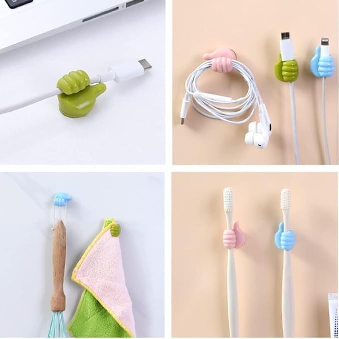 ShoPolife Creative Thumbs Up Shape Organizer Silicone Multifunctional Hooks Key Cable Clip 10 Pcs Multi Color  - Image 5
