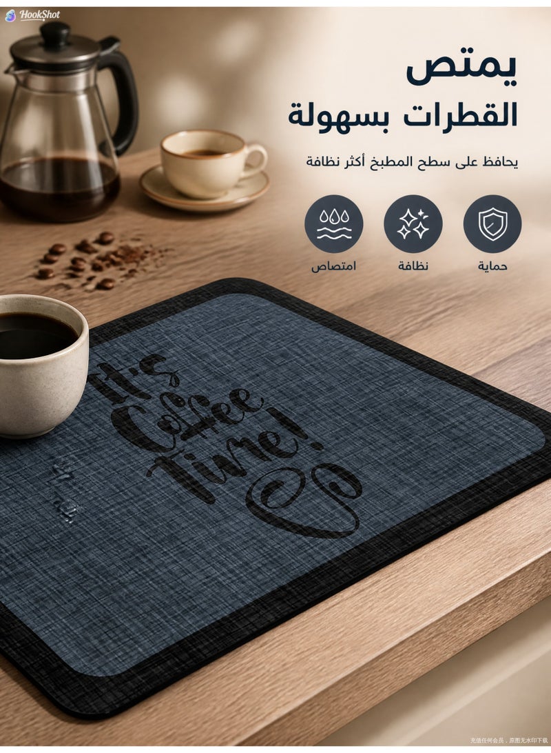 تايران حصيرة قهوة، حصيرة ركن قهوة، مقاومة للبقع، ماصة للماء، وحصيرة تجفيف بقاعدة مطاطية مقاومة للماء، 30 × 40 سم - Image 2
