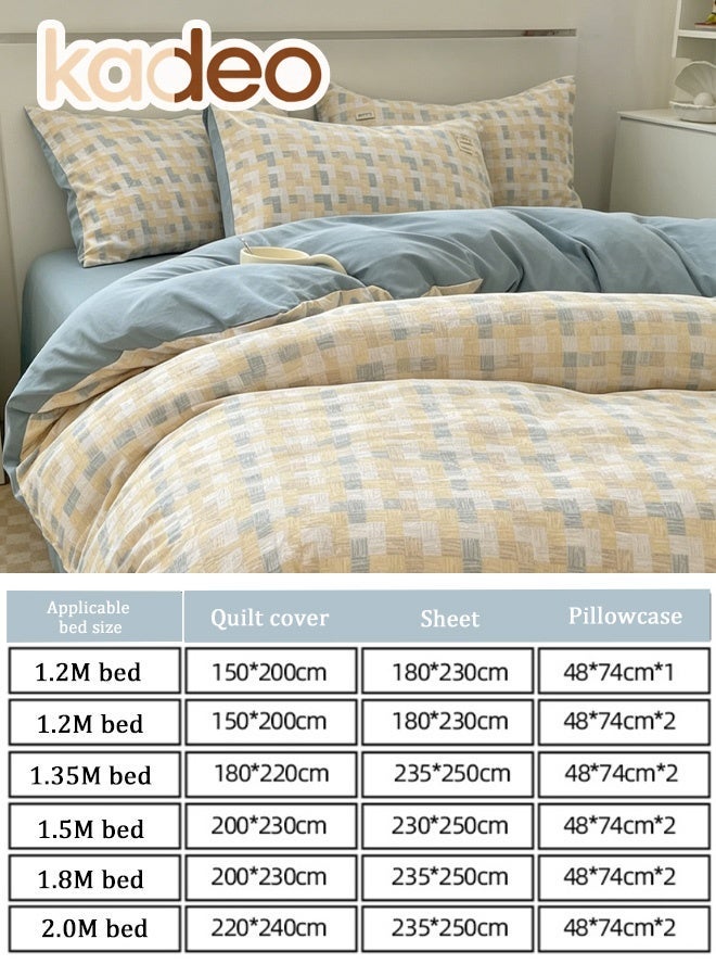 kadeo 4-Piece Cotton Comforter Set with Duvet Cover, AB Reversible Geometric Design, Pillowcases & Flat Sheet, Soft Breathable Bed Linen Set for Bedroom 200*230CM - Image 3