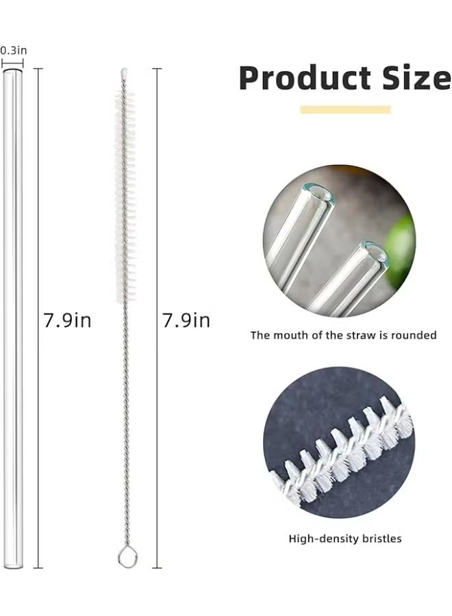 Green Tiger Reusable Glass Straws Set - 9 Pack with Cleaning Brush - Image 2