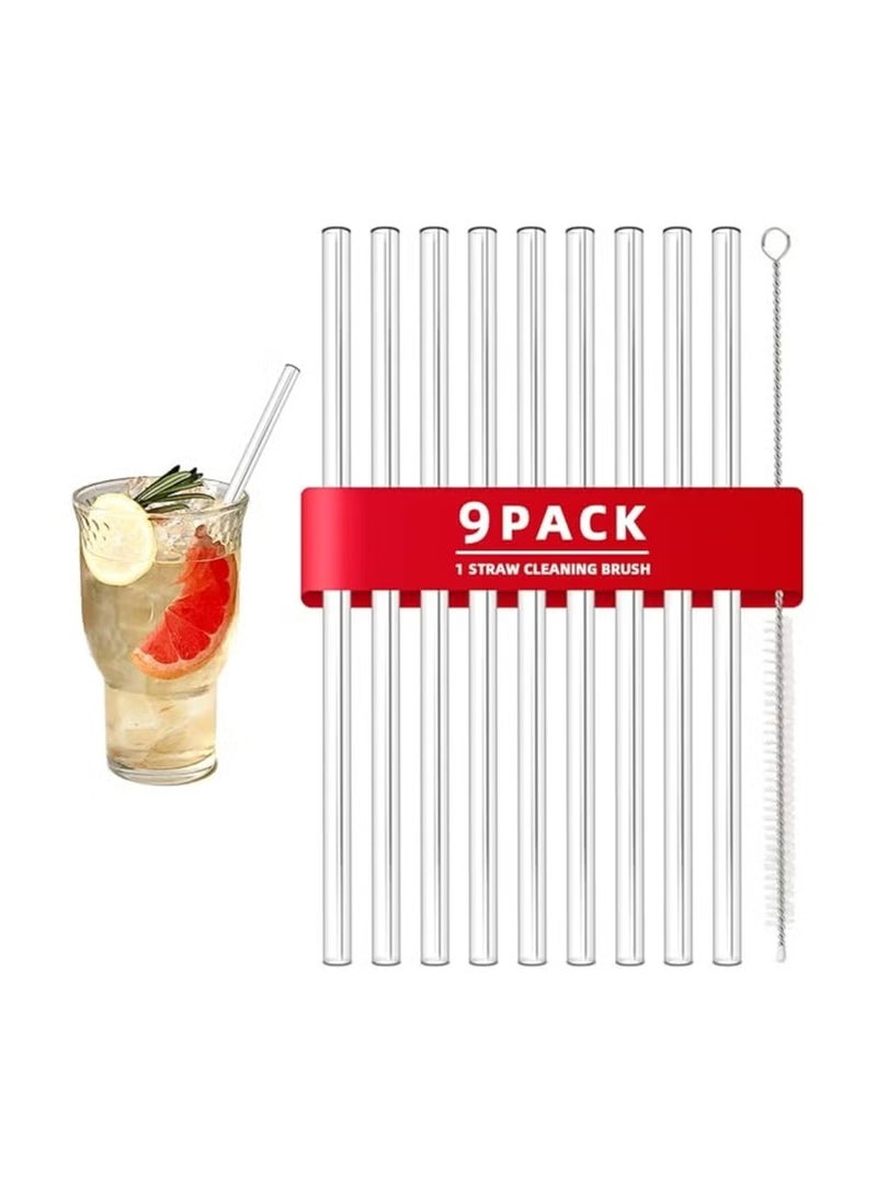 Green Tiger Reusable Glass Straws Set - 9 Pack with Cleaning Brush - Image 3