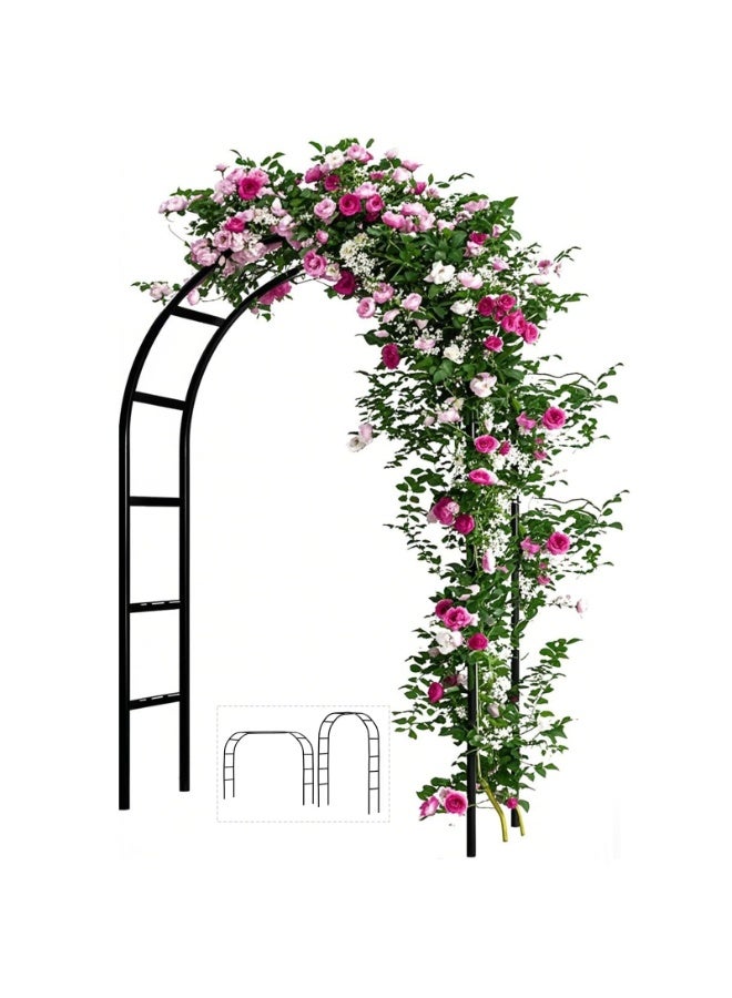 قوس حديقة معدني - دعامة تعريشة للنباتات المتسلقة، قوس ودعامة نباتات لتزيين حفلات الزفاف والمناسبات في الحدائق الخارجية، قوس زينة للحديقة خفيف الوزن للحفلات والزفاف، أسود - Image 1