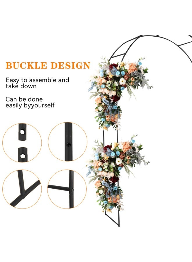 قوس حديقة معدني - دعامة تعريشة للنباتات المتسلقة، قوس ودعامة نباتات لتزيين حفلات الزفاف والمناسبات في الحدائق الخارجية، قوس زينة للحديقة خفيف الوزن للحفلات والزفاف، أسود - Image 5