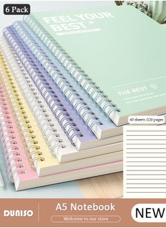 DUNISO 6 Pack Spiral Notebooks, Transverse Line Diary Notebook for Women Men, A5 Notebook for Study and Notes, Large Capacity Spiral Notebook for business, office, school, meeting, diary, journal  - Image 1