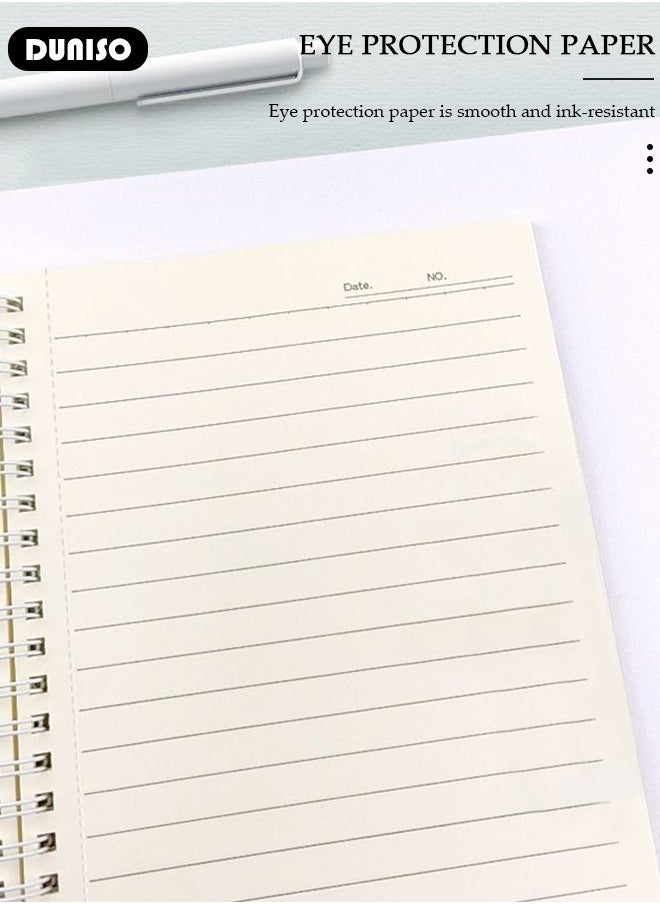 DUNISO - 6 Pack Spiral Notebooks, Transverse Line Diary Notebook for Women Men, A5 Notebook for Study and Notes, Large Capacity Spiral Notebook for business, office, school, meeting, diary, journal - Image 1
