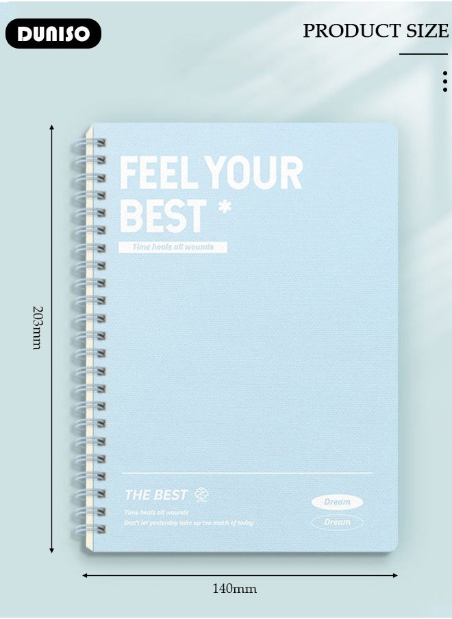 DUNISO - 6 Pack Spiral Notebooks, Transverse Line Diary Notebook for Women Men, A5 Notebook for Study and Notes, Large Capacity Spiral Notebook for business, office, school, meeting, diary, journal - Image 1