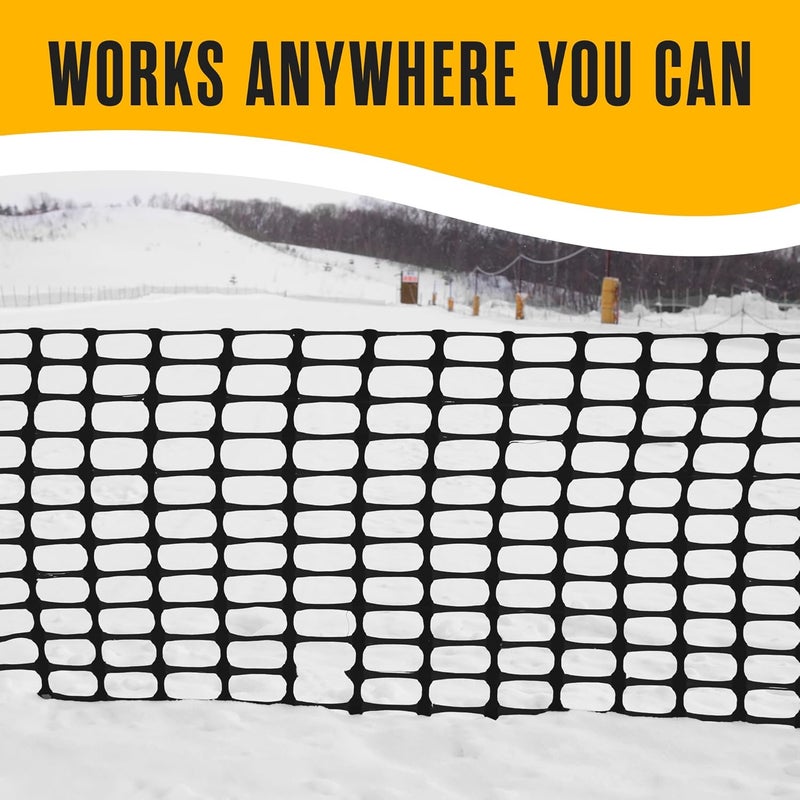 Houseables Fencing, Temporary Fence, Snow Fence, 4x100' Feet, 10.55 lb/roll, Black Plastic Fencing, Deer Netting, Plastic Mesh Roll, Safety Netting, Construction, Yard, Garden, Chicken, Dogs, Backyard - Image 5