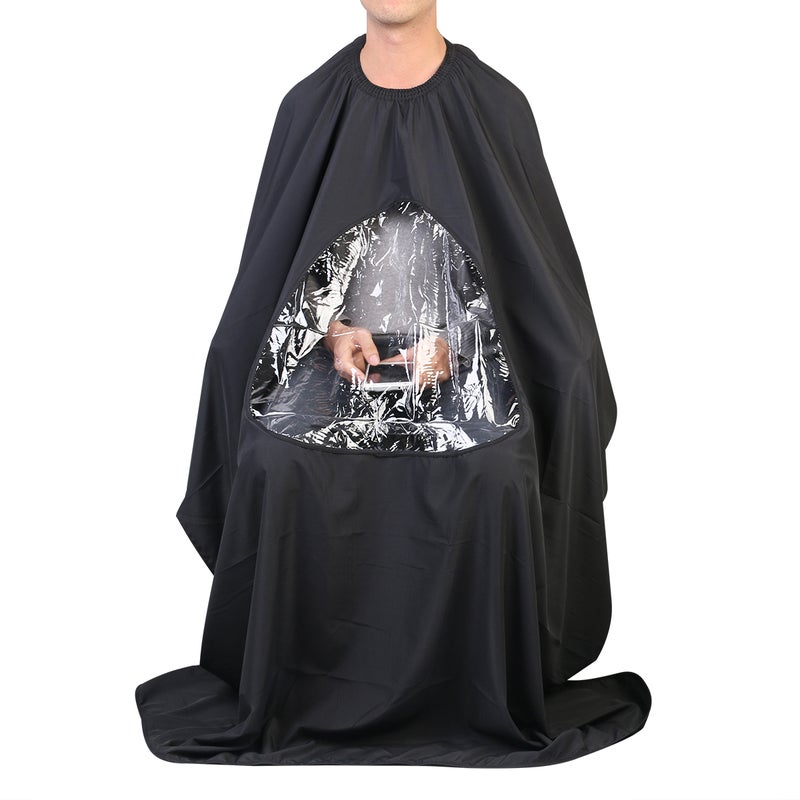 Salon Hair Cutting Cape Hairdressing Gown with Viewing Window (Black) - Image 1