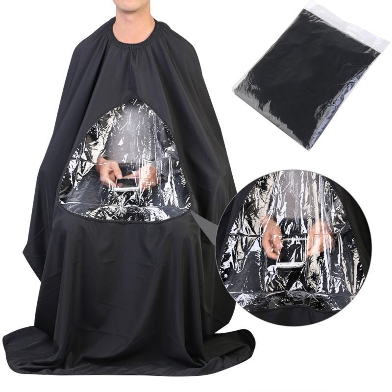 Salon Hair Cutting Cape Hairdressing Gown with Viewing Window (Black) - Image 4
