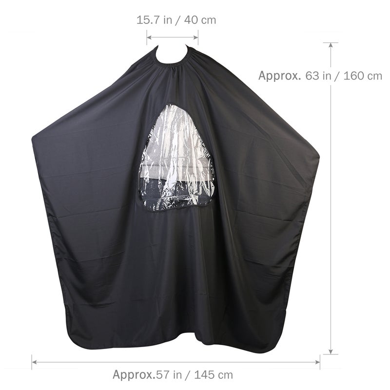 Salon Hair Cutting Cape Hairdressing Gown with Viewing Window (Black) - Image 2