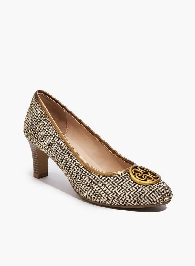 Celeste BROWN Women Logo Accent Block Heel Pumps for Women | Best Price UAE