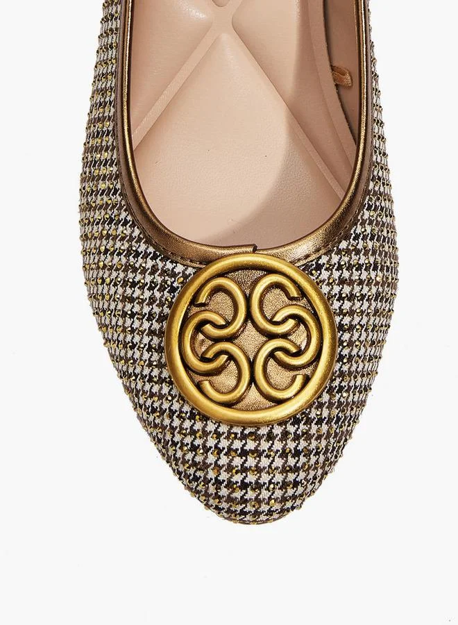 Celeste BROWN Women Logo Accent Block Heel Pumps for Women | Best Price UAE