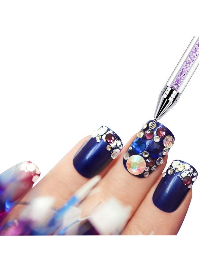 Tatuo 2 Pieces Rhinestone Picker Dotting Pen, Dual-ended Rhinestone Gems Crystals Studs Picker Wax Pencil Pen Crystal Beads Handle Manicure Nail Art DIY Decoration Tool (Pink Purple) - Image 5