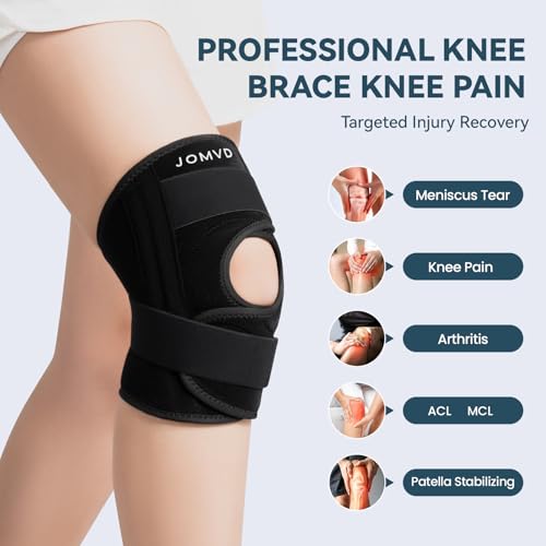 JOMVD Knee Brace for Knee Pain Relief, Adjustable Knee Support with Side Stabilizers for Meniscus Tear, Arthritis, ACL, PCL, MCL, Joint Pain Recovery, Women & Men,Medium - Image 2