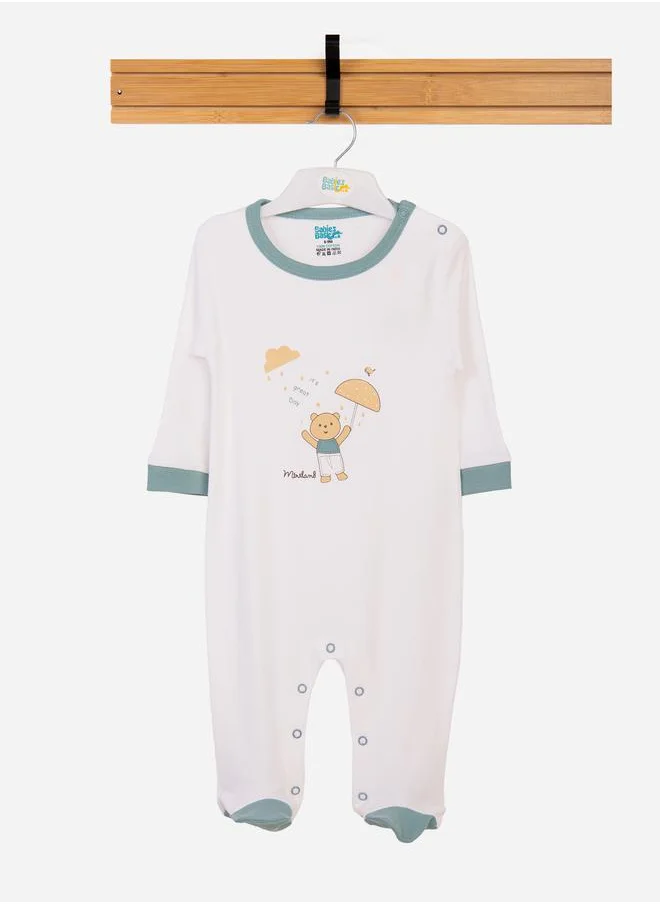 Babies Basic Bear Graphic Long Sleeves Sleepsuit