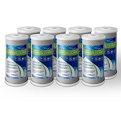 Ronaqua Big CTO Carbon Block Water Filters 45 x 10 Whole House Cartridges WELLMATCHED with CBC Series WFHDC8001 EP and EPM Series 8 Pack 