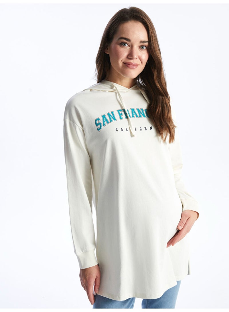 LC WAIKIKI Hooded Printed Long Sleeve Maternity Tunic - Image 3