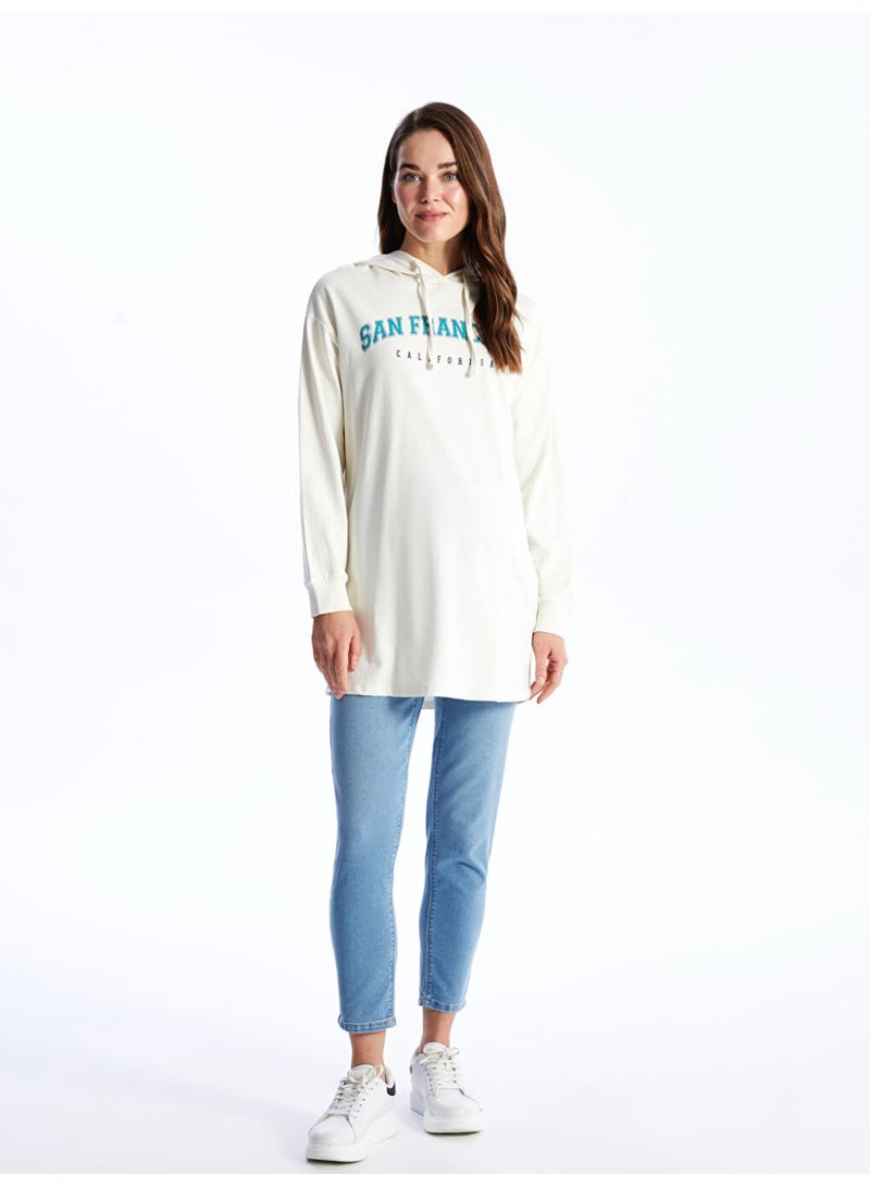 LC WAIKIKI Hooded Printed Long Sleeve Maternity Tunic - Image 1