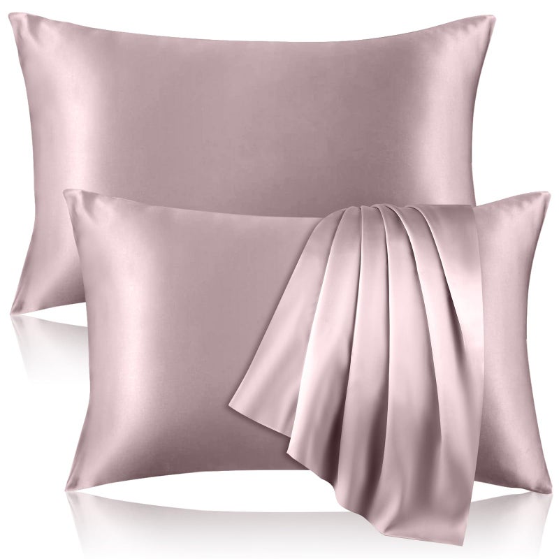 2 Pack 100 Pure Silk Pillowcase for Hair and Skin Both Sides Mulberry Silk Pillowcases with Hidden Zipper Cooling Pillowcase 19 Momme 600 Thread Silk Pillow Cases Standard Size Apricot