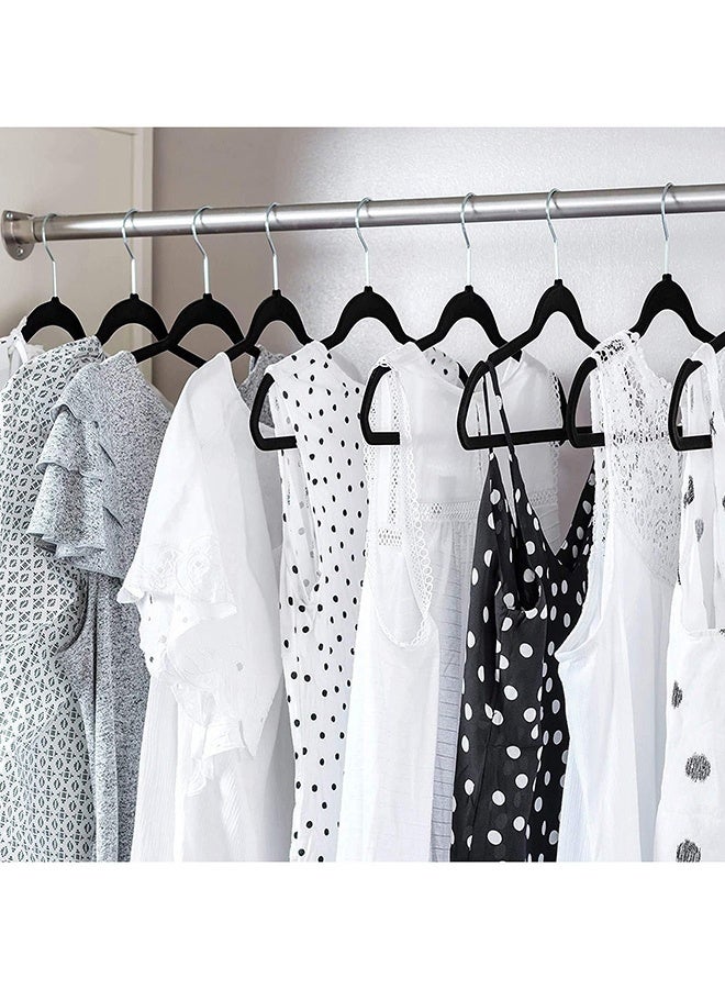 رولستيمي 100 حزمة عدم الانزلاق المخملية الشماعات الثقيلة توافدوا معطف دعوى الشماعات الفضاء إنقاذ الملابس رفوف مع 360-قطب هوك ، أسود - Image 2