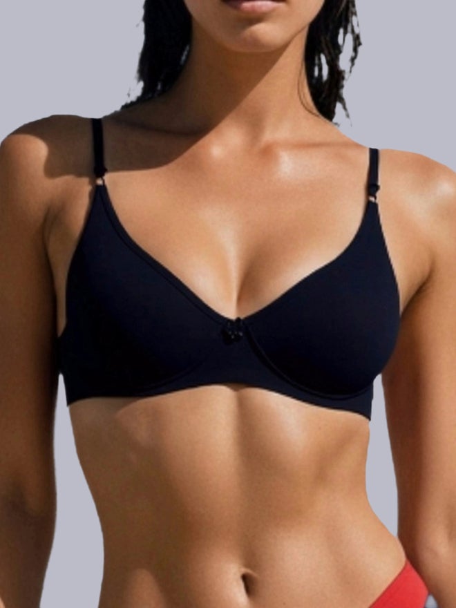 Eden Black Non-Padded Non Wired Cotton Blend T-Shirt Bra - Image 4