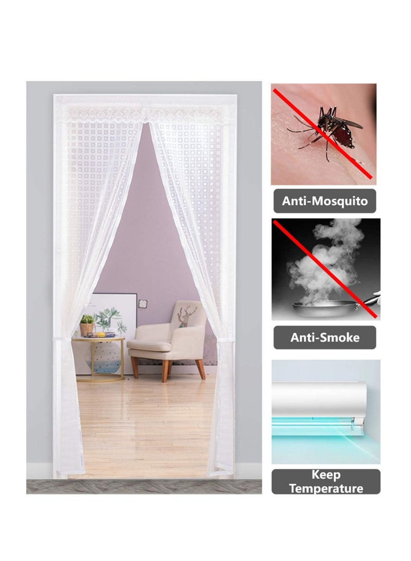 Captaintech Insulated Door Curtain, Transparent Insulated Door Curtain, Magnetic Screen Door, Self Closing Privacy Magnetic Curtain, Keeping Draft Out for Kitchen, Patio, Air Conditioner Room 35.4  83 inch - Image 2