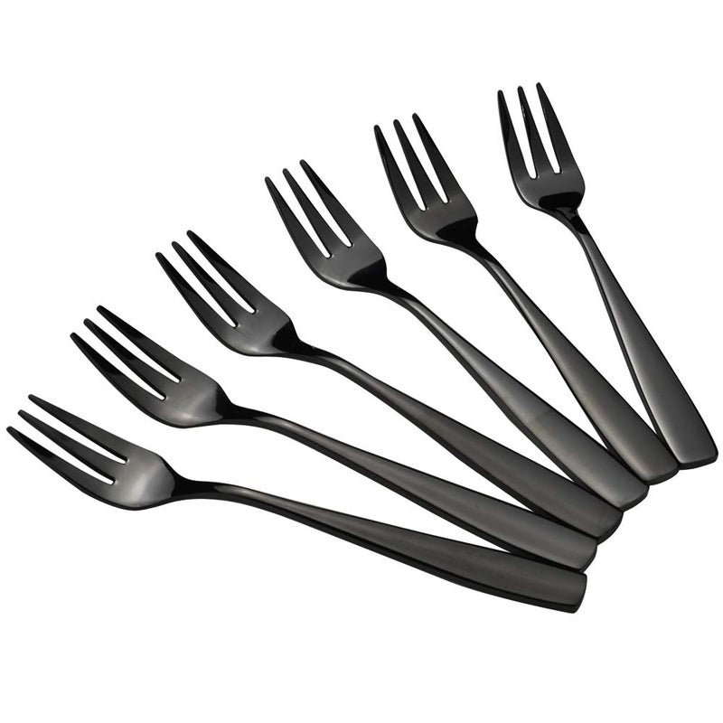 Teyyvn Teyyvn 16Piece Dessert Fork Stainless Steel 3Tines Fork Appetizer Forks Black 