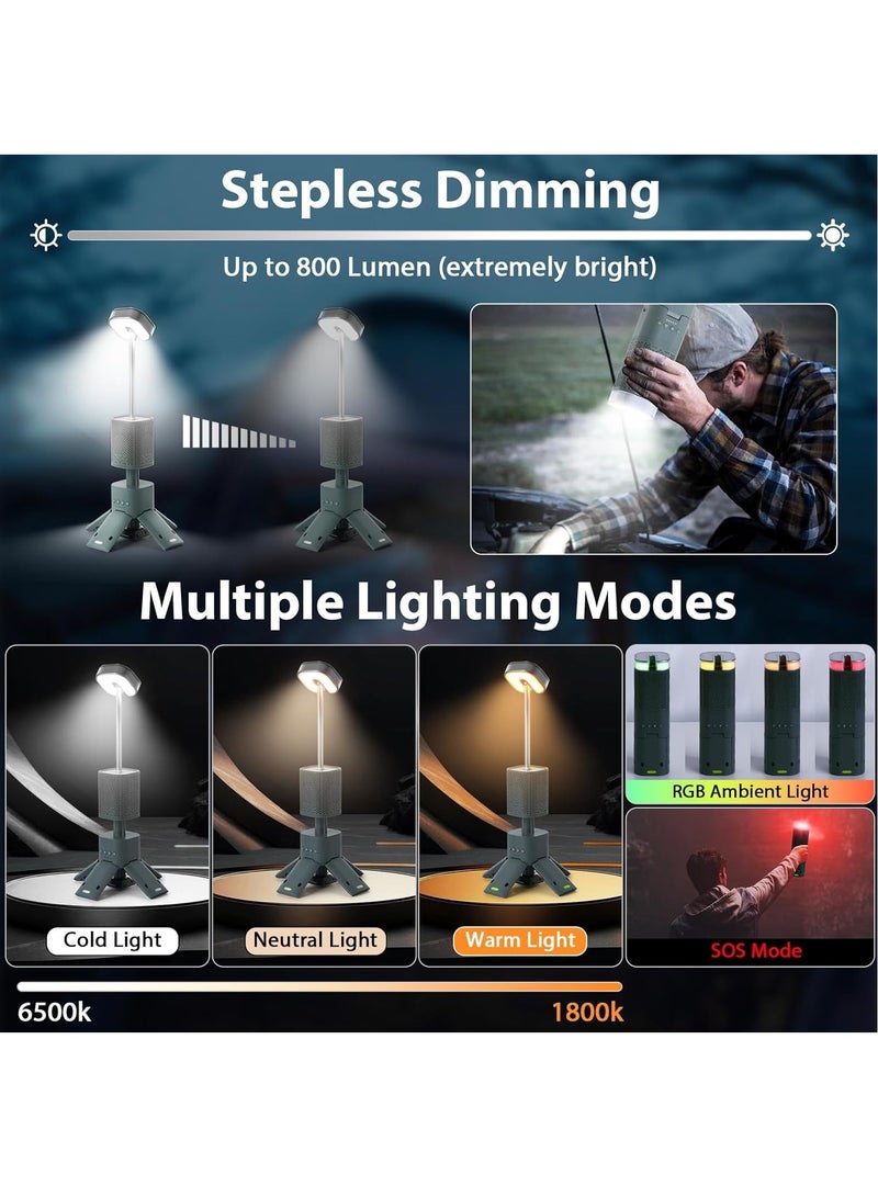 ليموس فانوس تخييم قابل لإعادة الشحن يعمل بالبطارية بقوة 14000 مللي أمبير في الساعة مع مكبر صوت مدمج بتقنية البلوتوث، مصابيح خيمة تخييم خارجية تلسكوبية، 5 أوضاع إضاءة، قاعدة مغناطيسية، مصباح يدوي LED أساسيات التخييم للتخييم والمشي لمسافات طويلة والطوارئ - Image 4