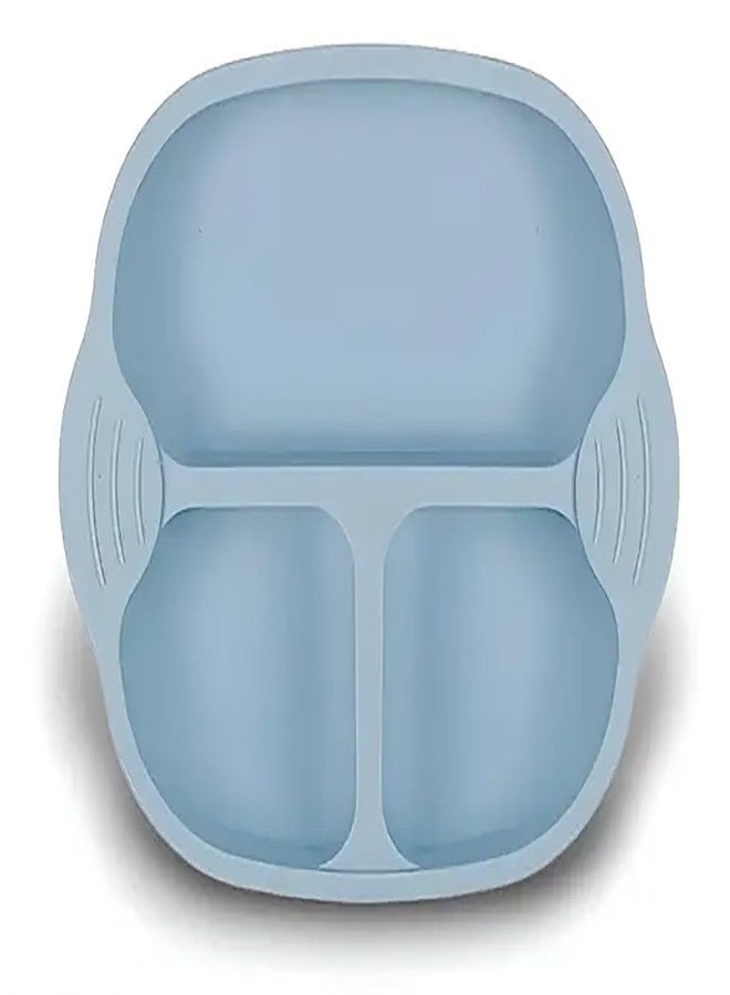 pepplo Self-Feeding Baby Dish With Suction Cups, Unbreakable Silicone Dish For Baby Feeding, Toddler Plates, Baby Divided Plate, Non-Slip, Non-Toxic, BPA Free, Microwave Safe, Dishwasher Safe (Blue, 1 Piece) - Image 1
