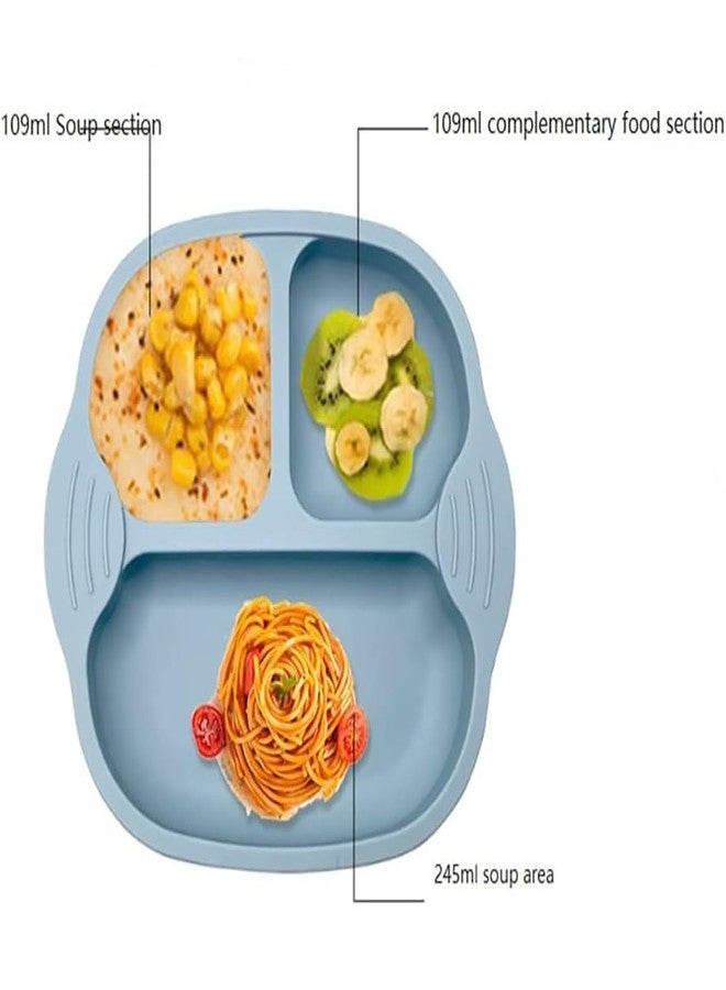 pepplo Self-Feeding Baby Dish With Suction Cups, Unbreakable Silicone Dish For Baby Feeding, Toddler Plates, Baby Divided Plate, Non-Slip, Non-Toxic, BPA Free, Microwave Safe, Dishwasher Safe (Blue, 1 Piece) - Image 3