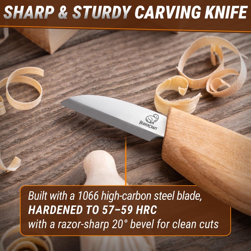 BeaverCraft Whittling Kit for Beginners, Wood Carving Kit for Beginners - Wood Carving Tools Woodworking Kit for Adults and Teens - Whittling Knife Kit with Wood Blocks - Wood Carving Set DIY03 Wizard - Image 3