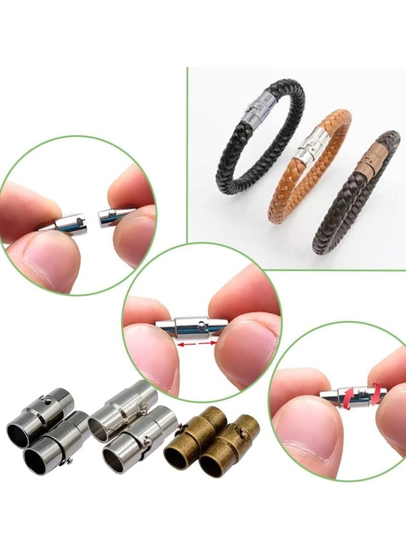SOLARAE 30 PCS Magnetic Clasps for Jewelry, Leather Cord End Caps Magnetic Locking Clasps and Closures, Jewelry Making Supplies for Leather Bracelet(4 MM / 0.16 in) - Image 2