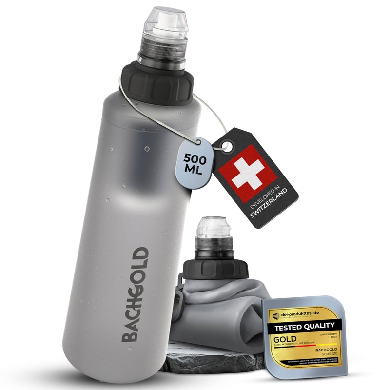 BACHGOLD Water Filter Camping â€“ Bachgold Foldable Squeeze Portable Water Filter for Hiking, Backpacking & Emergency Use | Ultralight Outdoor Filtration Bottle, Swiss Design (White, 16.9 Oz) - Image 1