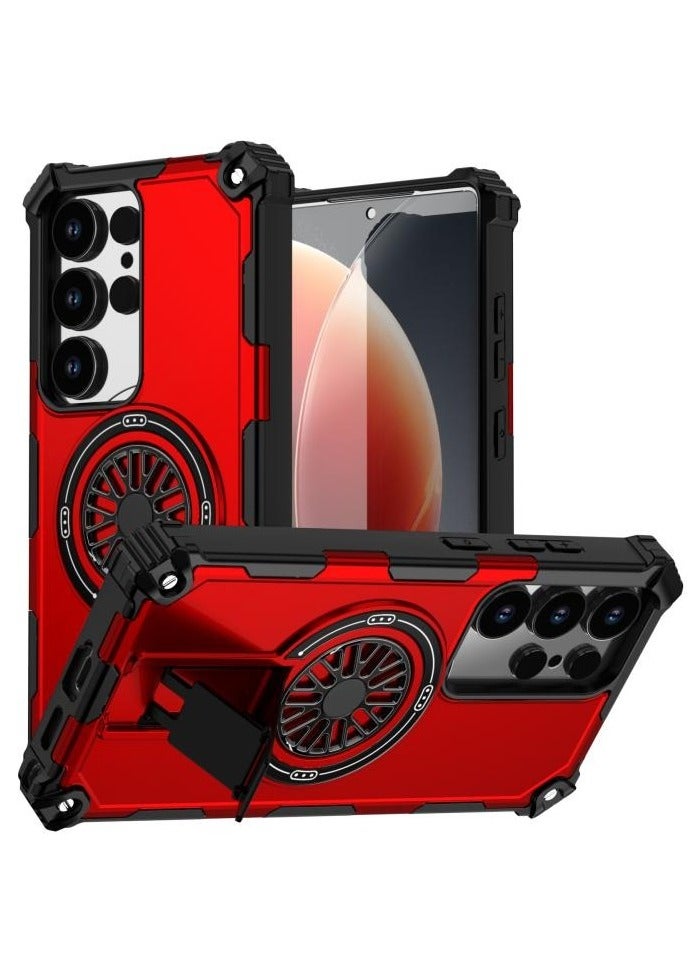 MagSafe Phone Case For Samsung Galaxy S25 Ultra 5G Shockproof Kickstand Metallic Shaft, Ultra Rugged Magsafe Fidget Ring Armor Cover - Image 1