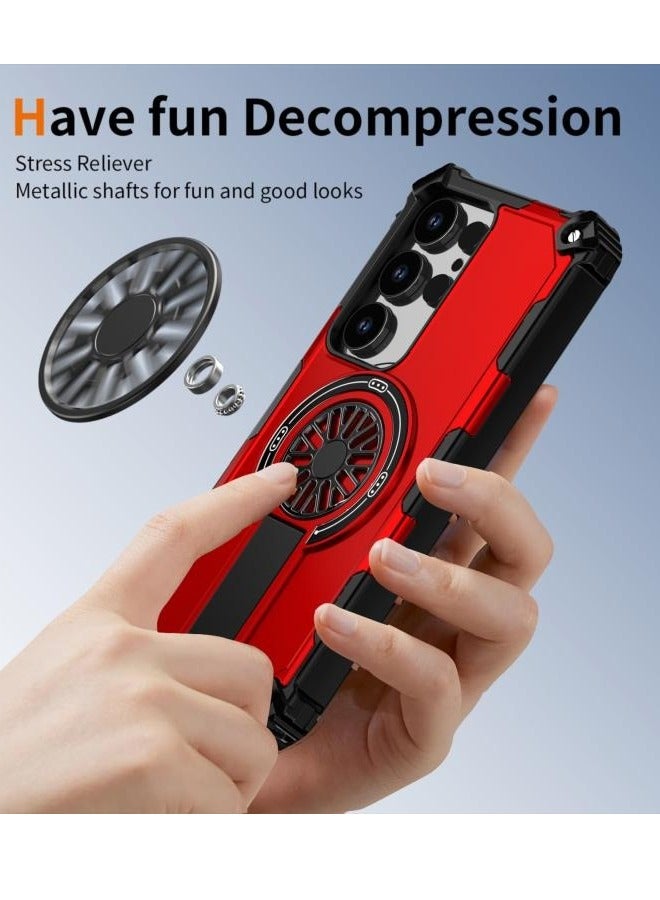 MagSafe Phone Case For Samsung Galaxy S25 Ultra 5G Shockproof Kickstand Metallic Shaft, Ultra Rugged Magsafe Fidget Ring Armor Cover - Image 2